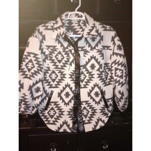 Main Strip Ladies‎ Western Aztec Jacket With Faux Leather Trim With Pockets Sz S